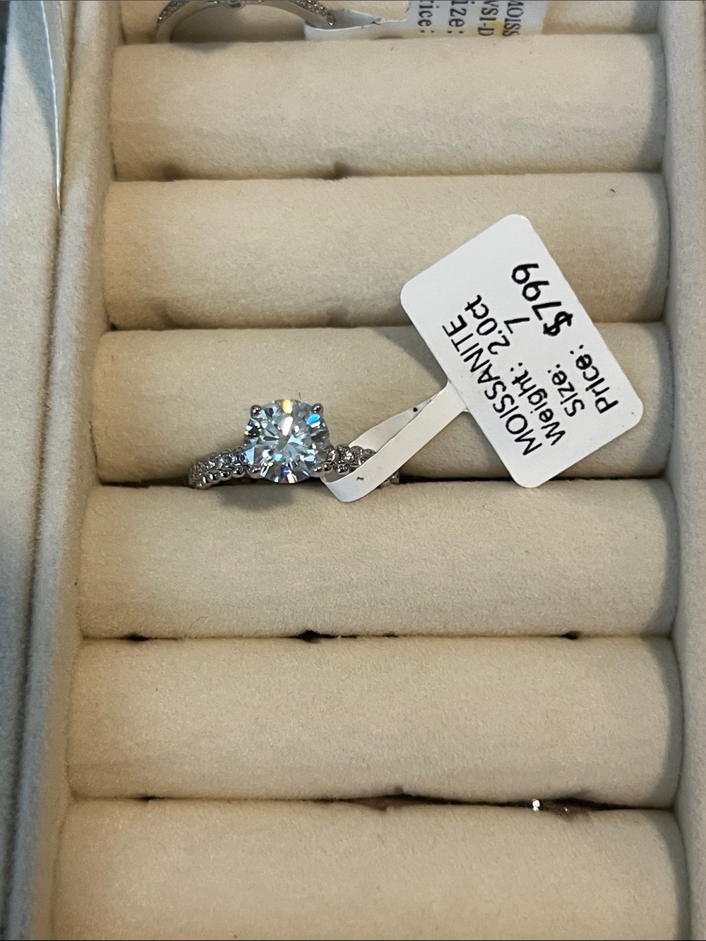 Ross-Simons Silver-Tone Solitaire Moissanite Ring with Pavé Shoulders